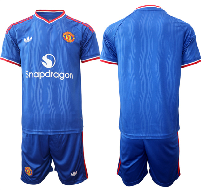 Men's Manchester United Blank 2026/27 Blue Away Soccer Jersey Suit